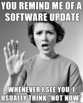 Gambar meme wanita tidak mau update software